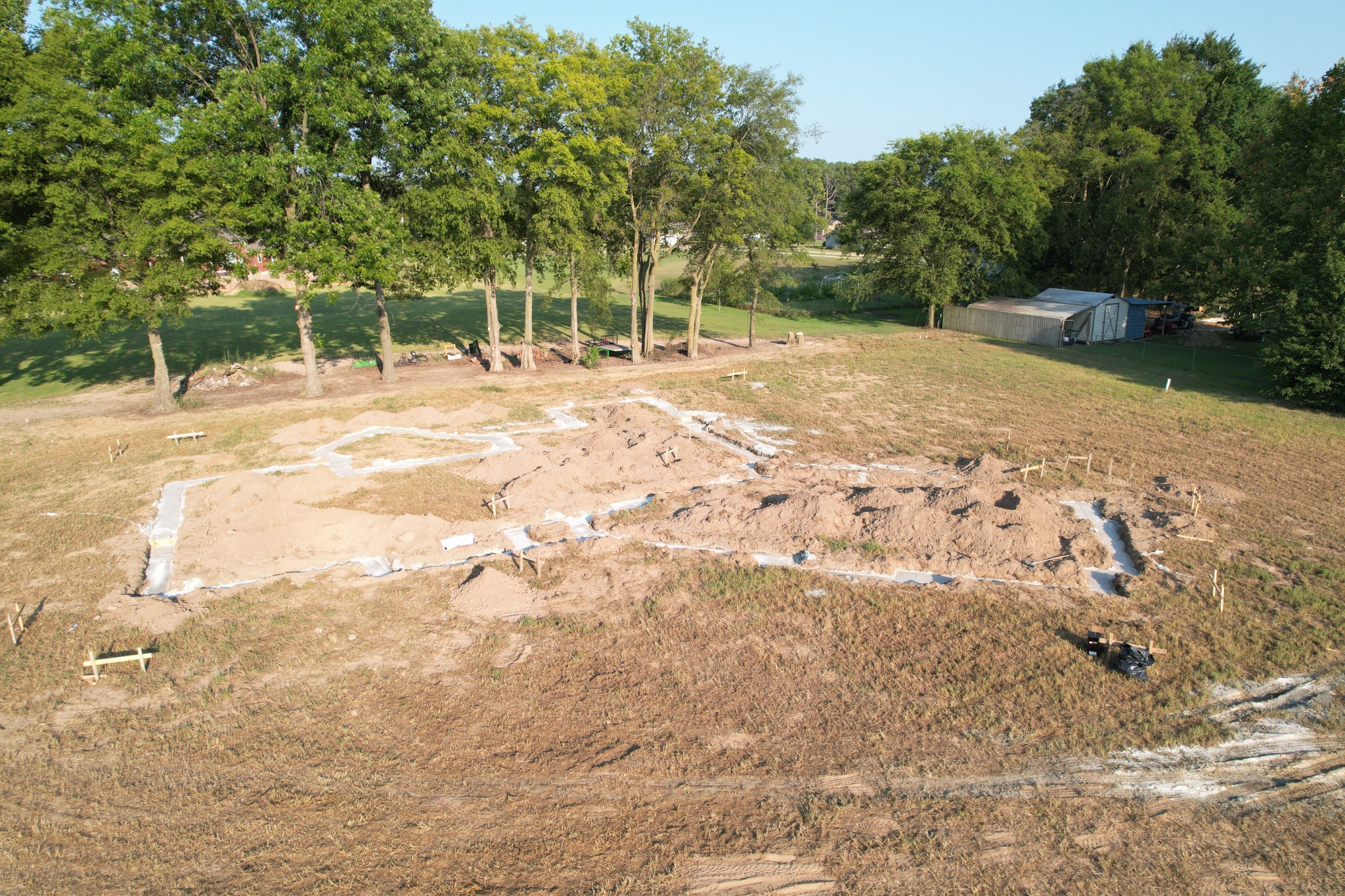 Aerial view of foundation footing layout at Nelson Circle