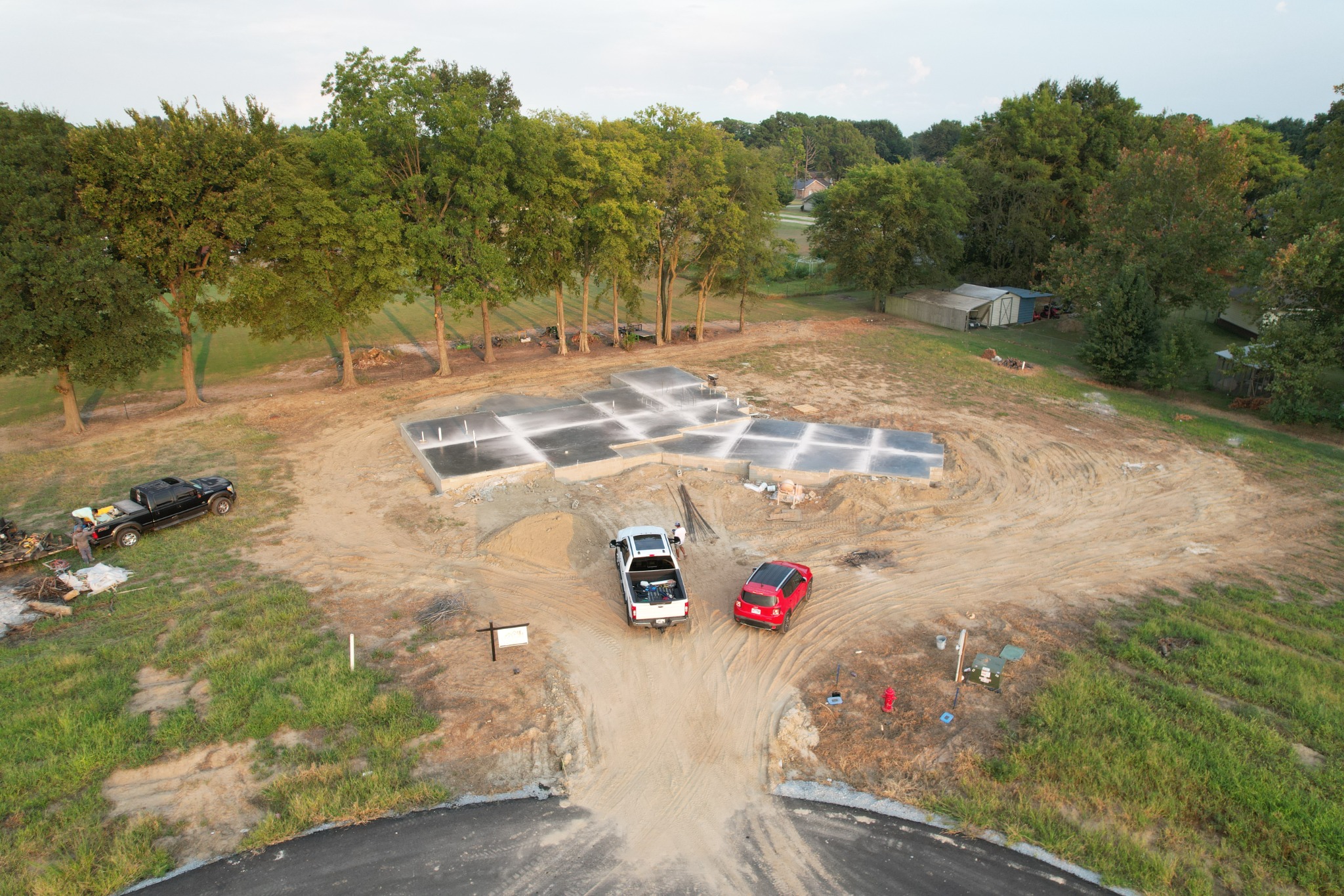 New concrete slab and plumbing locations at Nelson Circle