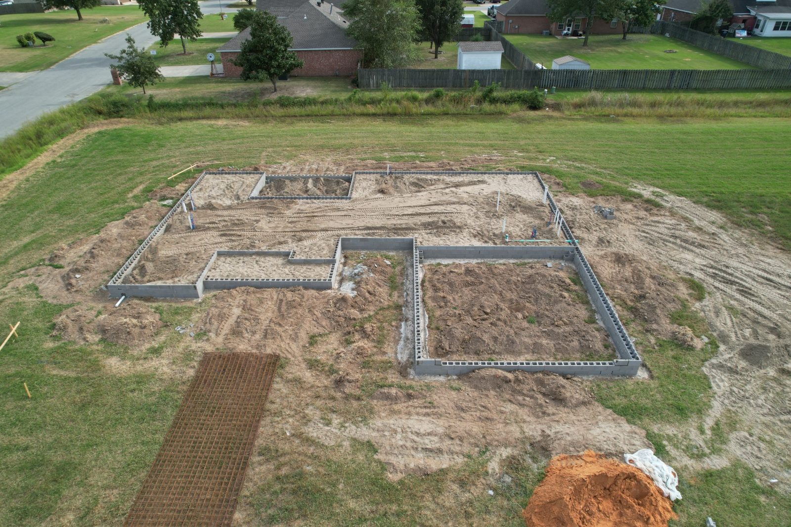 Aerial view of the foundation layout